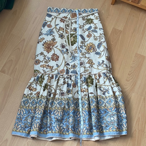 House of Harlow 1960 Floral Midi Skirt - Cream, Blue, Brown Size XS - Picture 12 of 16